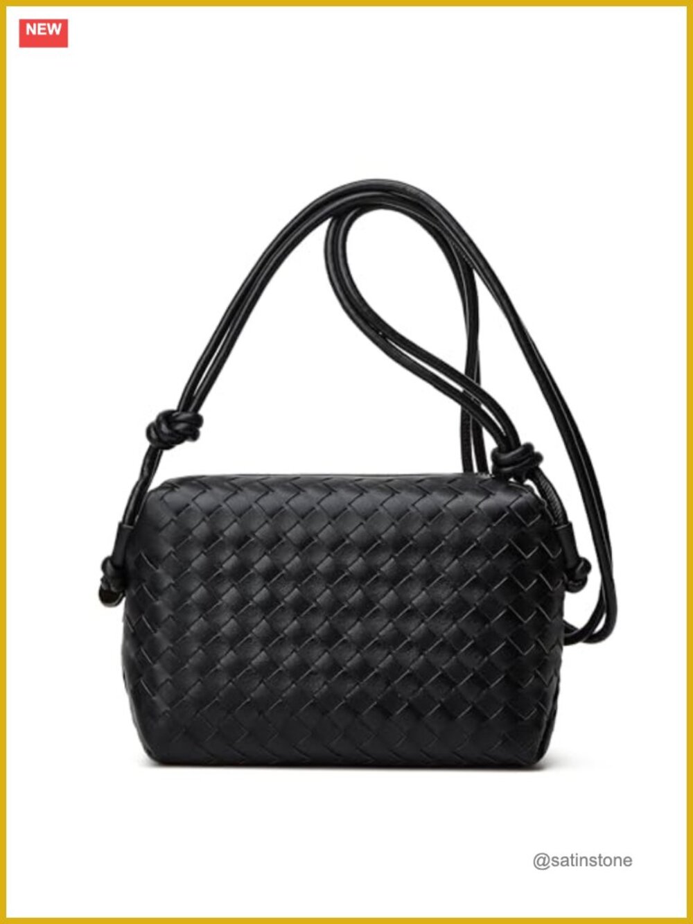Woven Crossbody Bag Vegan Leather Handbag Compact Everyday Purse